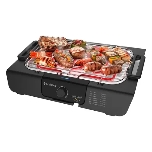 Churrasqueira elétrica Cadence Grill Menu GRL810 preta com grelha de inox